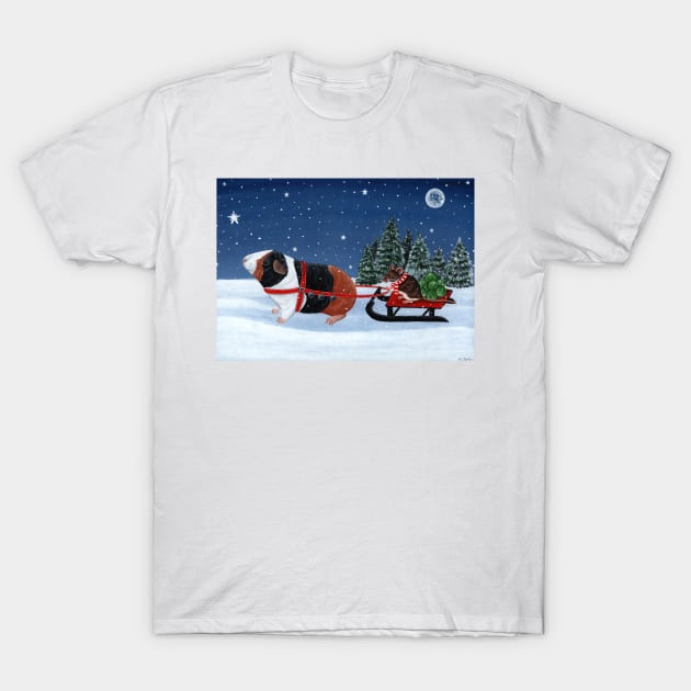 Guinea Pig Pulling Sleigh T-Shirt by WolfySilver